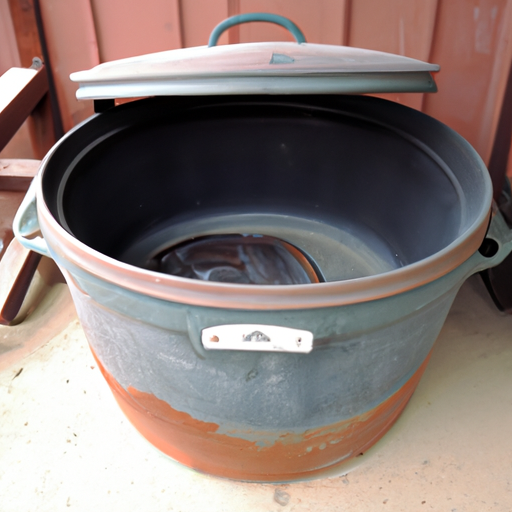 A Dutch oven being stored in a cool, dry place.